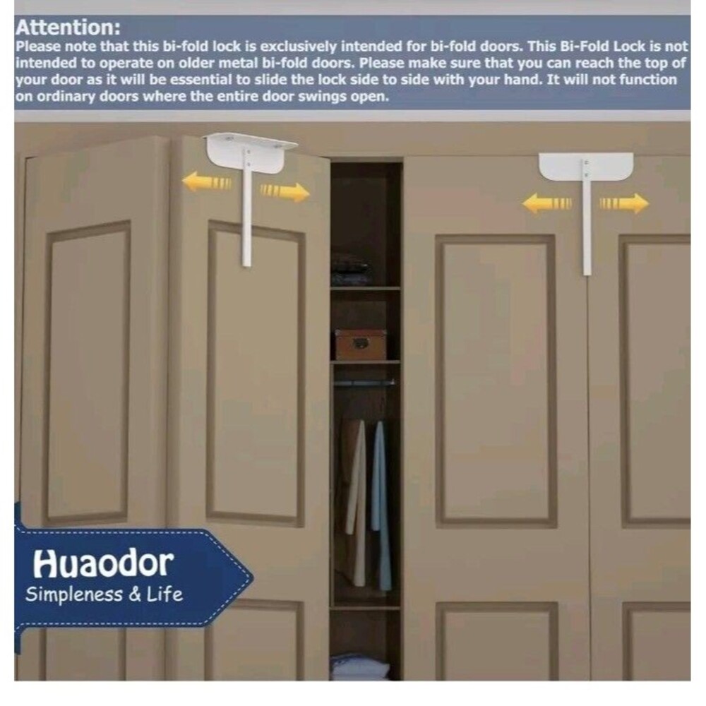 4-Pack Metal Bifold Door Lock | Adjustable Child Safety Closet Lock | No-Drill